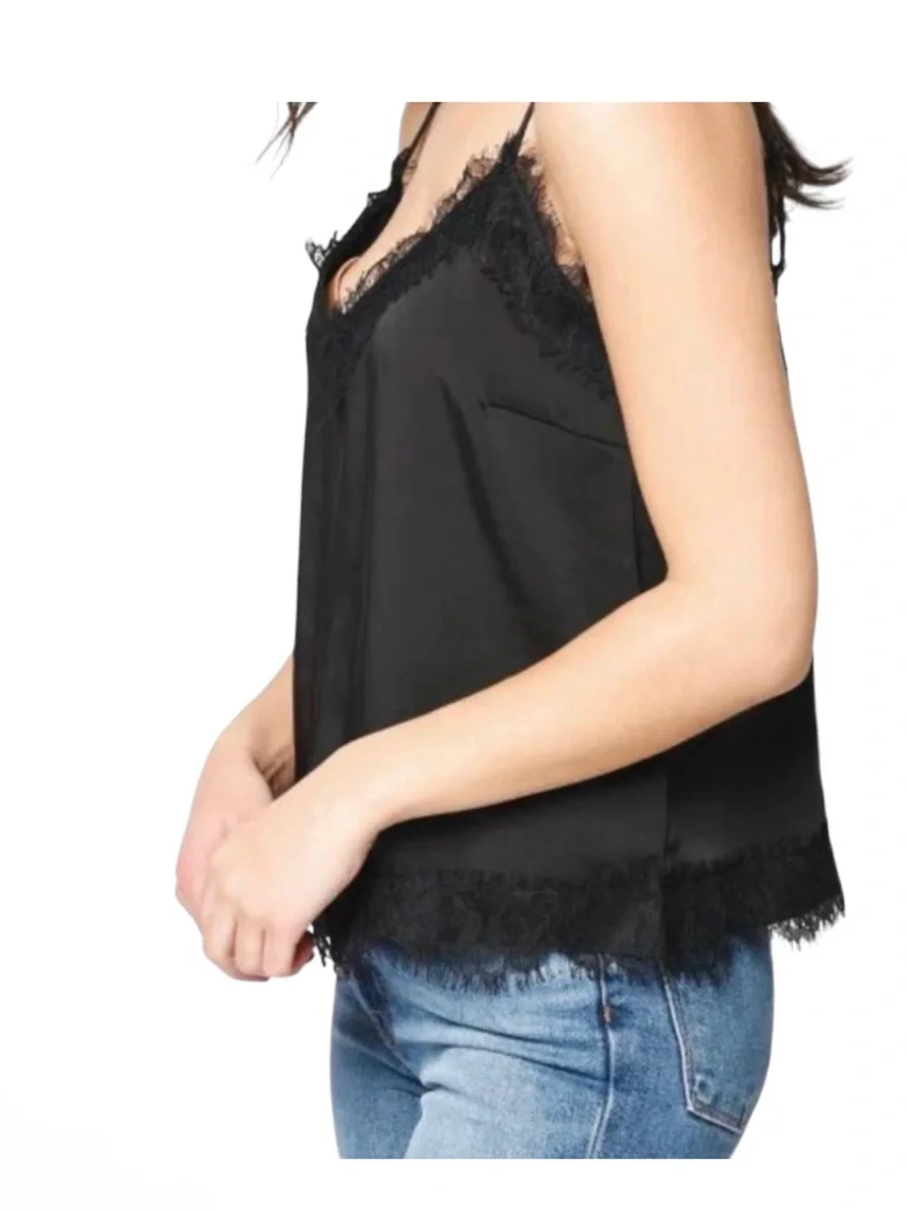cupcakes and cashmere Savannah Heavy Satin Eyelash Lace Camisole